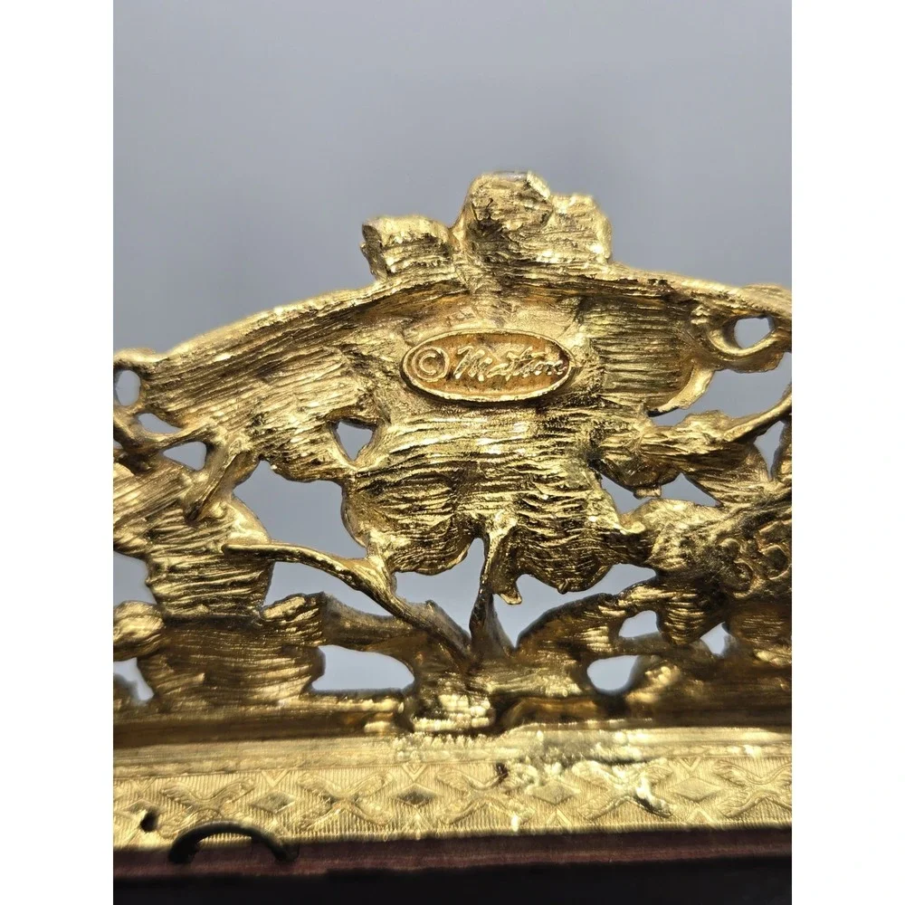 Vintage Matson Gold Gilded Floral Vanity Mirror Tray Hollywood Regency 17.5 inch